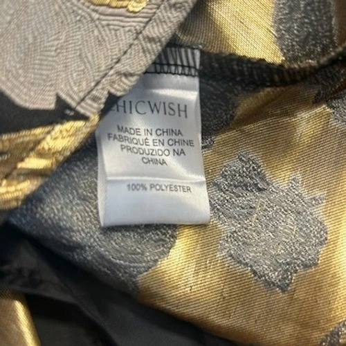 Chicwish Skirt Women's Size 2XL Black Gold Silver Metallic Brocade Pleated Midi - Image 5