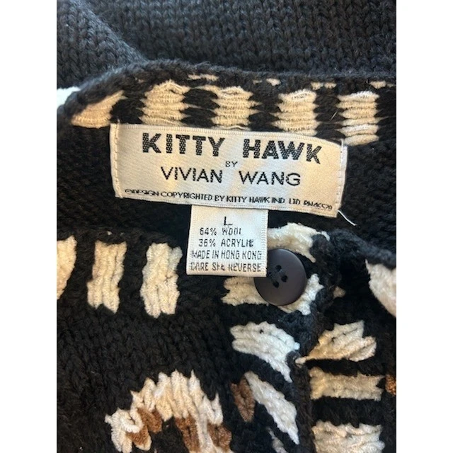 Kitty Hawk Vintage Sweater Vivian Wang Wool Blend Geometric Size Large Y2K - Image 4