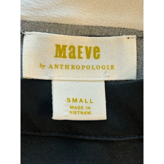 Maeve Anthropologie Black White Striped Button Down Back Blouse Top Size Small - Image 4
