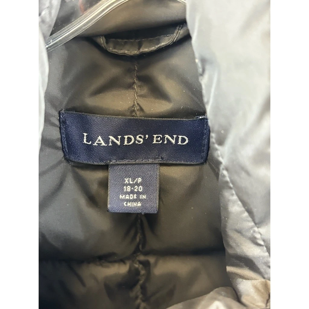 Lands' End Gray Down Puffer Vest Quilted Jacket Women's Size XL / P 18-20 - Image 3