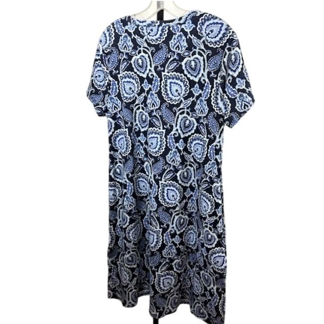 NWT Soft Surroundings Women's Paisley 100% Cotton Midi Dress Blue Size Large