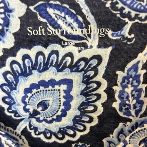 NWT Soft Surroundings Women's Paisley 100% Cotton Midi Dress Blue Size Large - Image 3