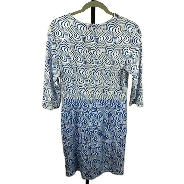 J.McLaughlin Dress Blue White Swirl Print 3/4 Sleeve Women's Size Large - Image 2
