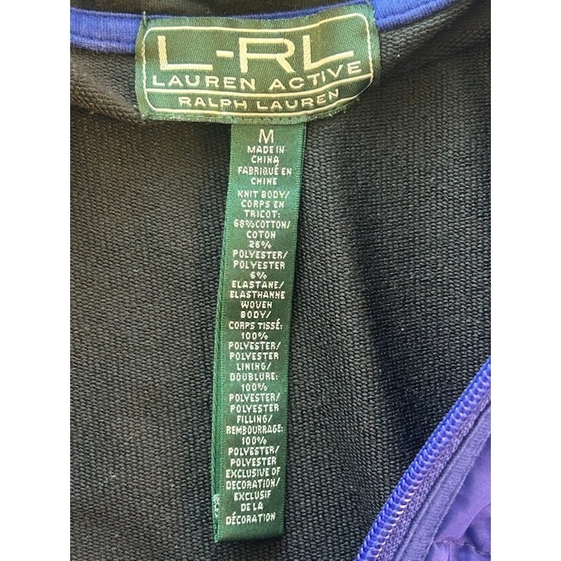 Ralph Lauren Vest Women Full Zip Quilted Puffer Black Blue Size Medium - Image 3