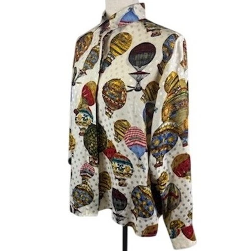 Rare Vintage Jerri Sherman Collection 100% Silk Balloon Blouse Women's Size 8 - Image 2