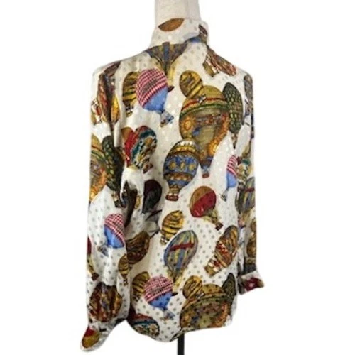 Rare Vintage Jerri Sherman Collection 100% Silk Balloon Blouse Women's Size 8 - Image 4