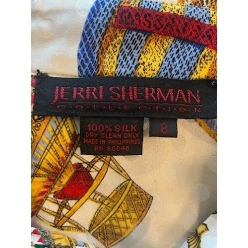 Rare Vintage Jerri Sherman Collection 100% Silk Balloon Blouse Women's Size 8 - Image 6