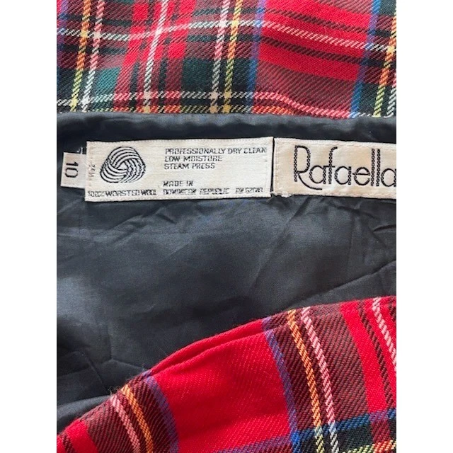 Rafaella Plaid Skirt 100% Worsted Wool Red Fringe Career Party Women's Size 10 - Image 4