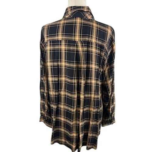 IMAN Plaid Button Down Shirt Embroidered Floral Long Sleeve Blouse Size 1X - Image 4