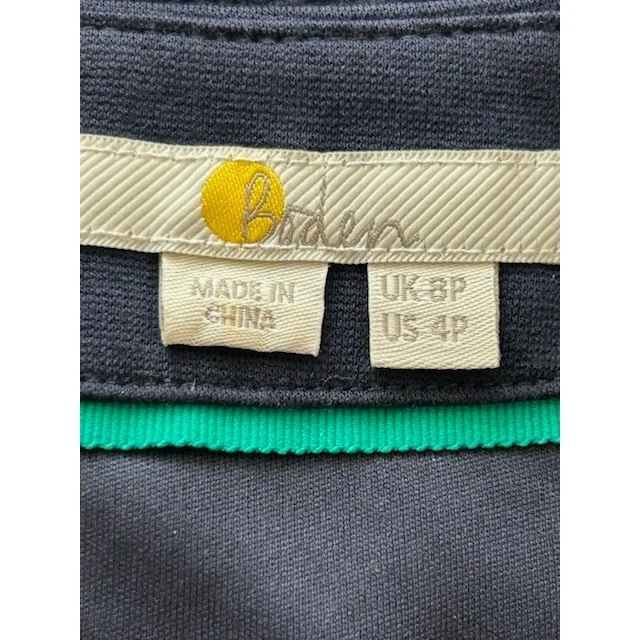 Boden Fit & Flare Dress Navy Blue 3/4 Sleeve Tie Waist V Neck Size 4P 4 Petite - Image 3