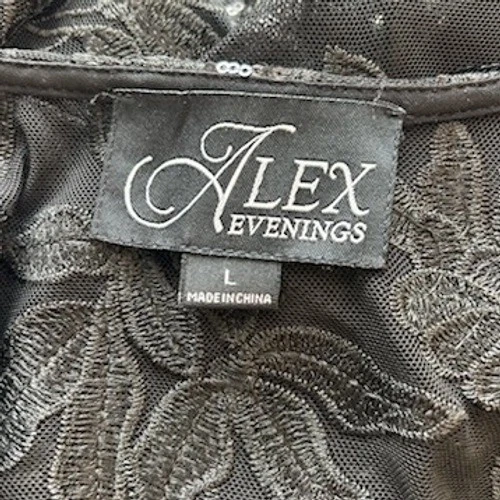 Alex Evenings Black Floral Lace Sequin Sheer Cardigan Jacket Size Large - Image 4