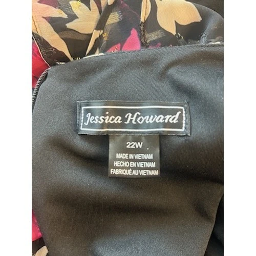 Jessica Howard Floral Chiffon Midi Dress Ruffle Trim Long Sleeve Size 22W - Image 6