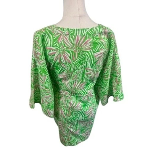 Lilly Pulitzer Floral Tunic Too Cover-Up Green Pink White Size Medium - Image 4