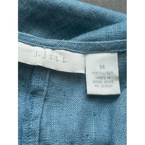 J.Jill Women's Robin's Egg Blue 100% Linen Long Sleeve Casual Dress Size Medium - Image 5