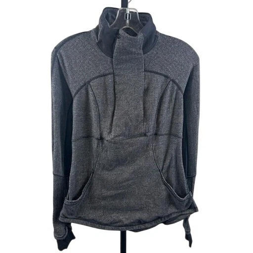 Lululemon Define Mock Neck Pullover Herringbone Gray Size 6 - Image 2