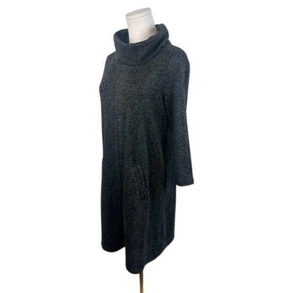 Tyler Boe Kim Cowl Neck Dress 3/4 Sleeve Tunic Pockets Gray Black Size Small - Image 2