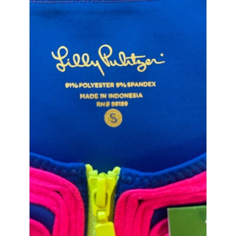 NWT Lilly Pulitzer Mila Scuba Dress Sleeveless Blue Pink Neon Trim Size Small - Image 5