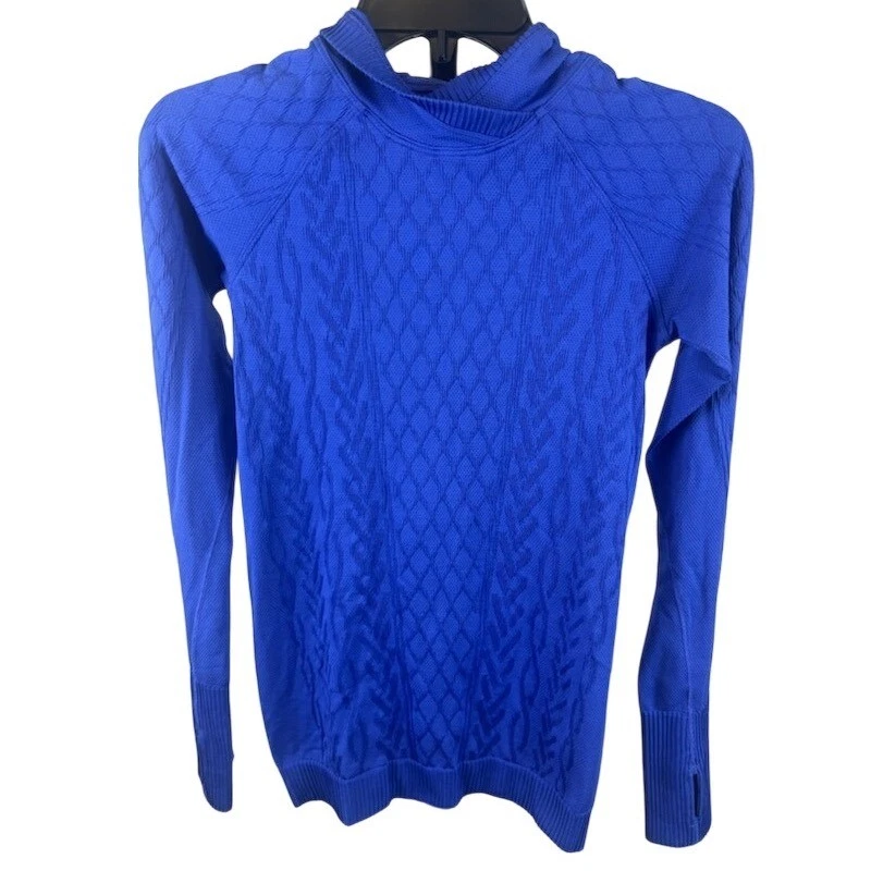 Lululemon Hooded Define Jacket Blue Diamond Jacquard Thumbholes Size 6 - Image 2