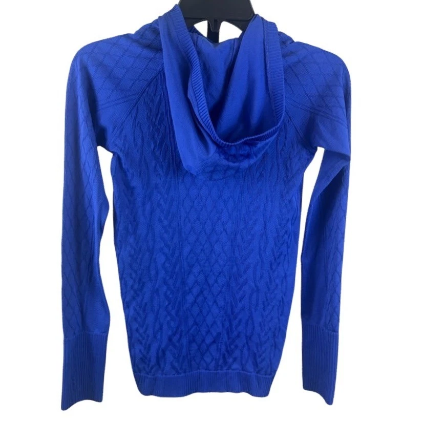 Lululemon Hooded Define Jacket Blue Diamond Jacquard Thumbholes Size 6 - Image 3