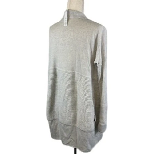 Lululemon Cardigan Long Sweater Merino Wool Blend Open Front Ribbed Gray Size 4 - Image 3