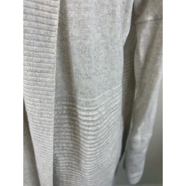 Lululemon Cardigan Long Sweater Merino Wool Blend Open Front Ribbed Gray Size 4 - Image 5