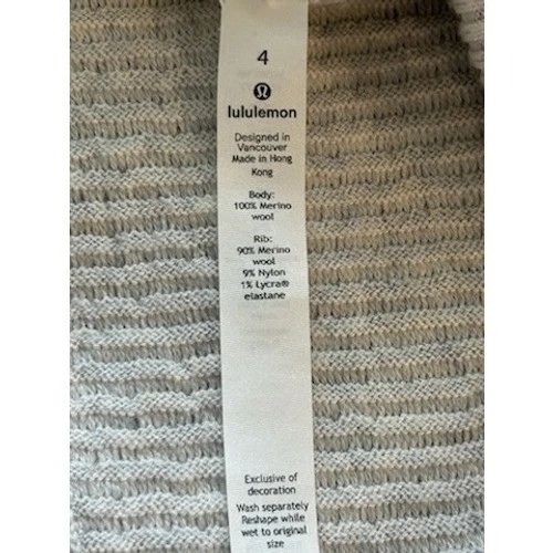 Lululemon Cardigan Long Sweater Merino Wool Blend Open Front Ribbed Gray Size 4 - Image 6