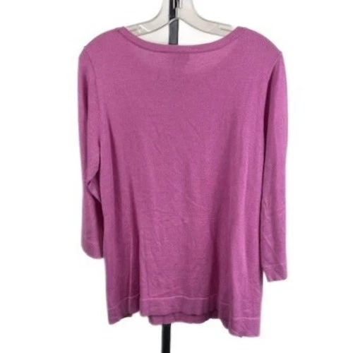 Chicos Sweater Women's Size 2 Large Purple 3/4 Sleeve Crew Neck Knit Top - Image 2