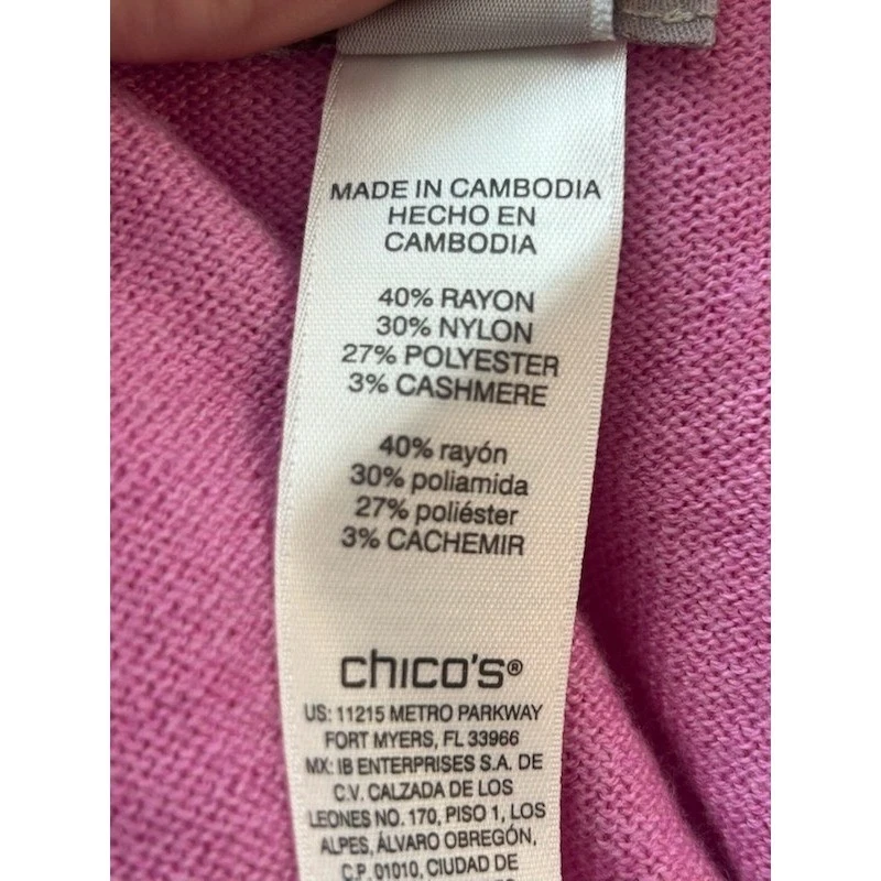 Chicos Sweater Women's Size 2 Large Purple 3/4 Sleeve Crew Neck Knit Top - Image 4