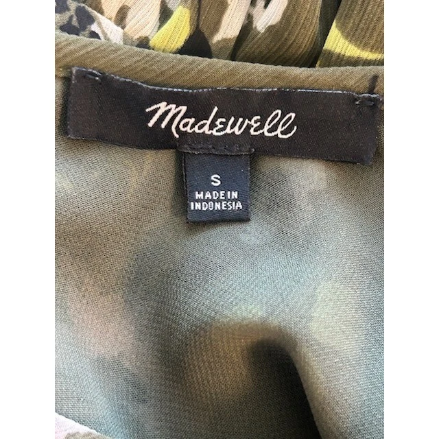 Madewell Green Floral Print Tiered Peplum Long Sleeve Top Blouse Size Small - Image 4