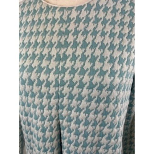 Tyler Boe Kim Dress Teal Houndstooth Print Long Sleeve Knit Women's Size Medium - Image 2
