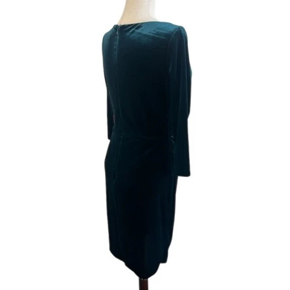 Betsey Johnson Emerald Green Velvet Cocktail Party Dress Ruched Size 10 - Image 4