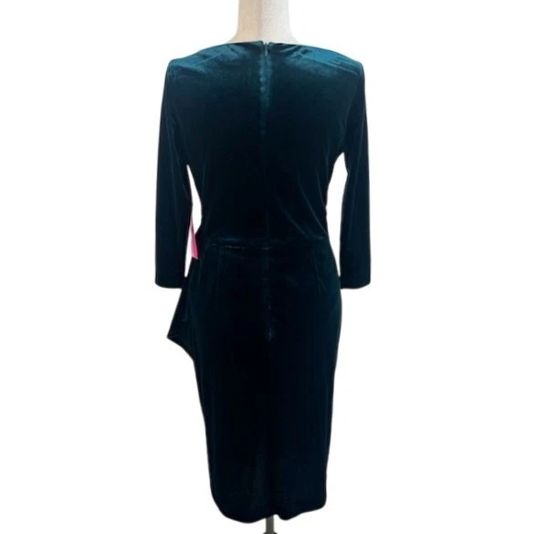 Betsey Johnson Emerald Green Velvet Cocktail Party Dress Ruched Size 10 - Image 5