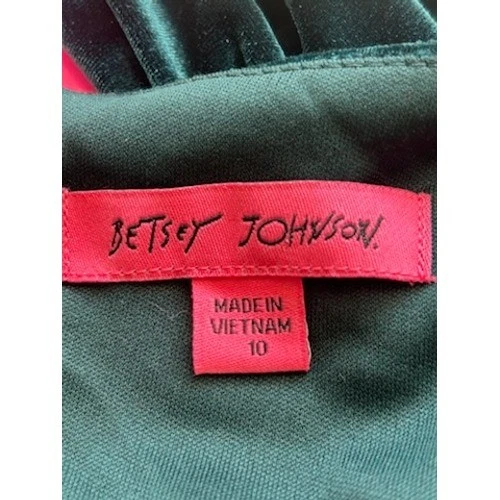 Betsey Johnson Emerald Green Velvet Cocktail Party Dress Ruched Size 10 - Image 6