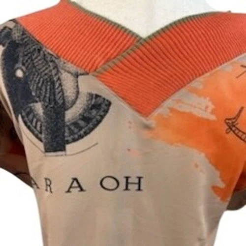 Lili Sidonio Molly Bracken Beige Pharaoh Print Tunic Dress Short Sleeve Size S M - Image 2