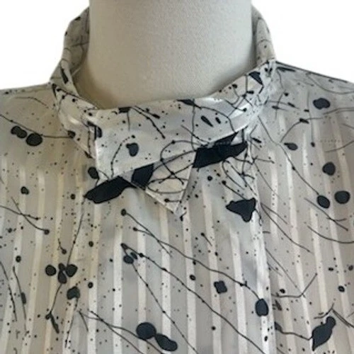 Jean for Joseph Le Bon Paris New York Artsy Top Blouse Black White Size 12 80s - Image 2