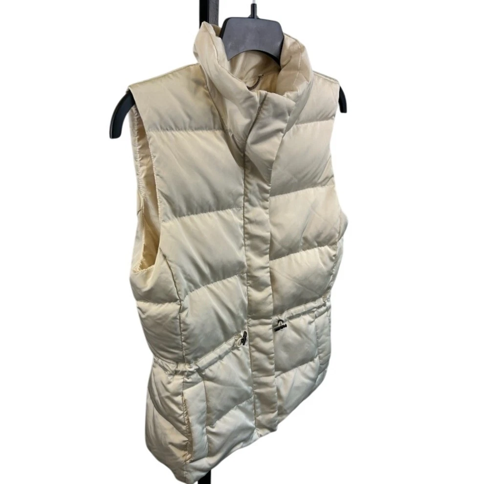 Banana Republic Women's Down Puffer Vest Quilted Cream Size Small - Image 2