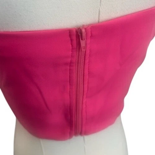 Cloud Ten Hot Pink Crystal Bow Crop Top Blouse Party Cocktail Size Medium - Image 5