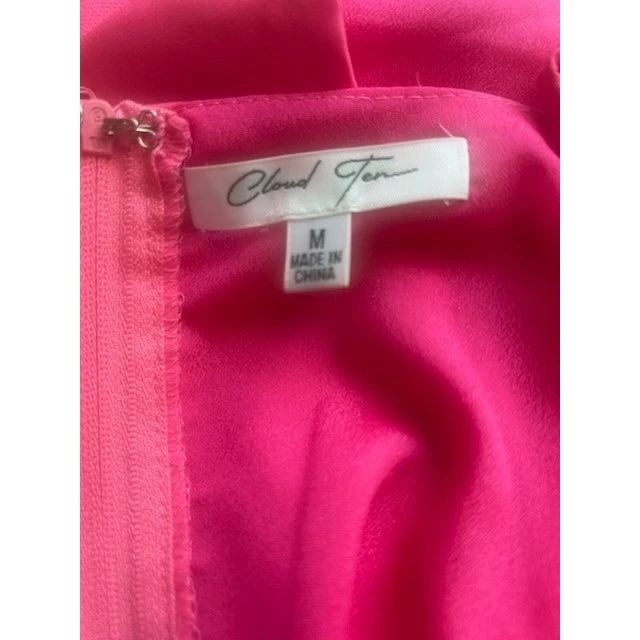 Cloud Ten Hot Pink Crystal Bow Crop Top Blouse Party Cocktail Size Medium - Image 6