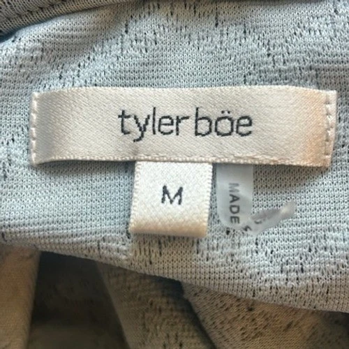 Tyler Boe Ruffle Neck Dress Blue Geometric Print 3/4 Sleeve Career Size Medium - Image 5