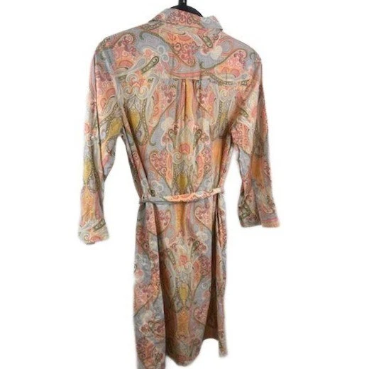 Tommy Hilfiger Dress Women's Size Medium Paisley Print Belted Long Sleeve Cotton - Image 2