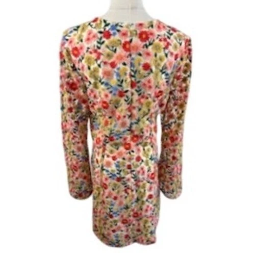 Antonio Melani Floral Flowers Embroidered Long Sleeve Mini Dress Size 12 - Image 4