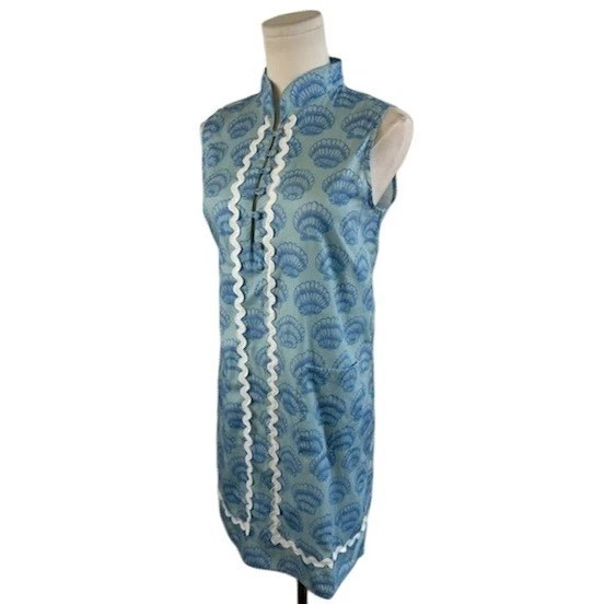New Sail to Sable STS Short Ric Rac Blue Seashell Dress Women's Size Large - Image 2