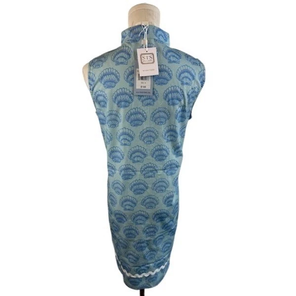 New Sail to Sable STS Short Ric Rac Blue Seashell Dress Women's Size Large - Image 3