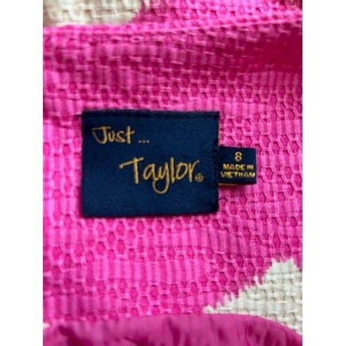 Just Taylor Chevron Print Pink Sleeveless Pleated Fit & Flare Dress Size 8 - Image 5