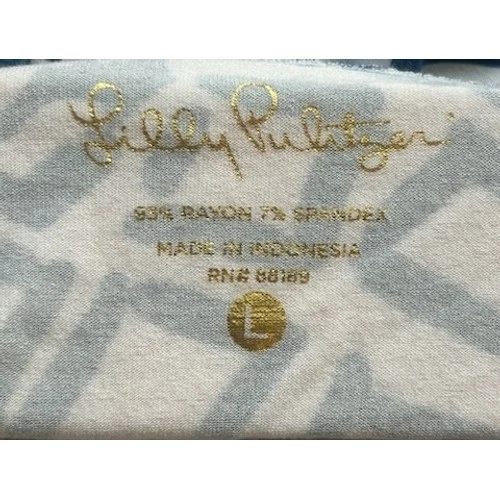 Lilly Pulitzer Sophie Dress Blue White Print Long Sleeve Size Large UPF 50+ - Image 5