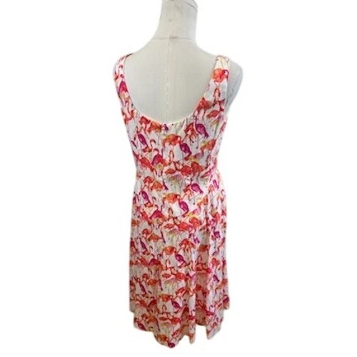 Pappagallo Flamingo Print Dress Sleeveless White Pink Summer Party Size 8 - Image 3