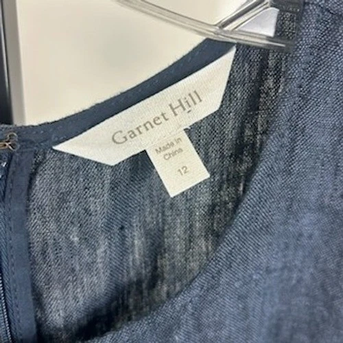 Garnet Hill Women's Size 12 Navy 100% Linen European Flax Sleeveless Dress - Image 3