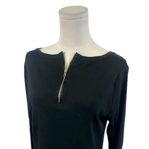 Ann Taylor Womens Top Black Long Sleeve Quarter Zip Pullover Size XL - Image 2