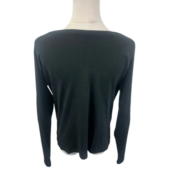 Ann Taylor Womens Top Black Long Sleeve Quarter Zip Pullover Size XL - Image 3