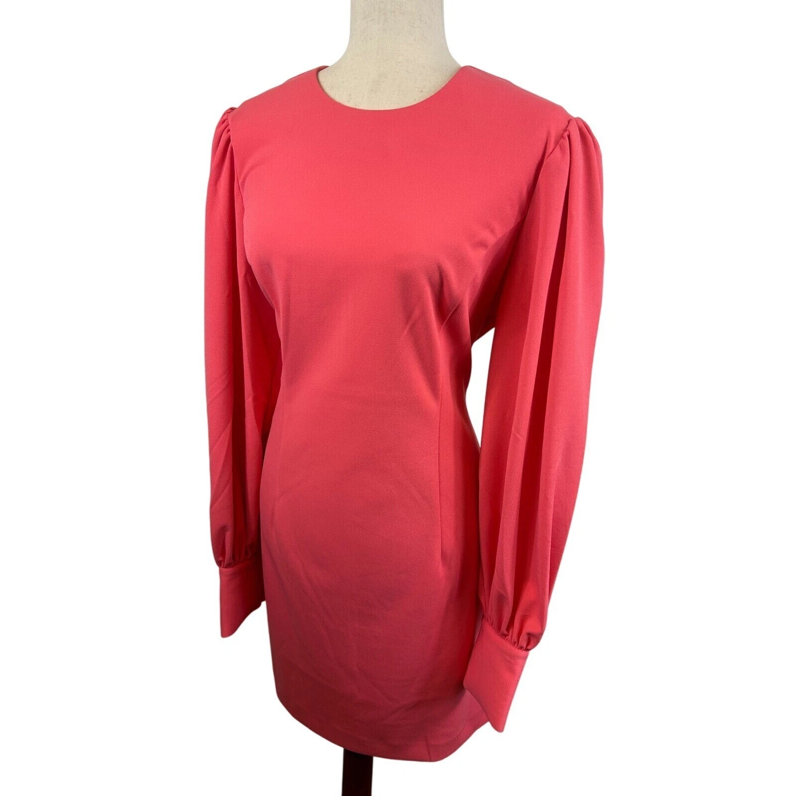 Trina Turk Incomparable Long Balloon Sleeve Dress Coral Pink Size 14 $248